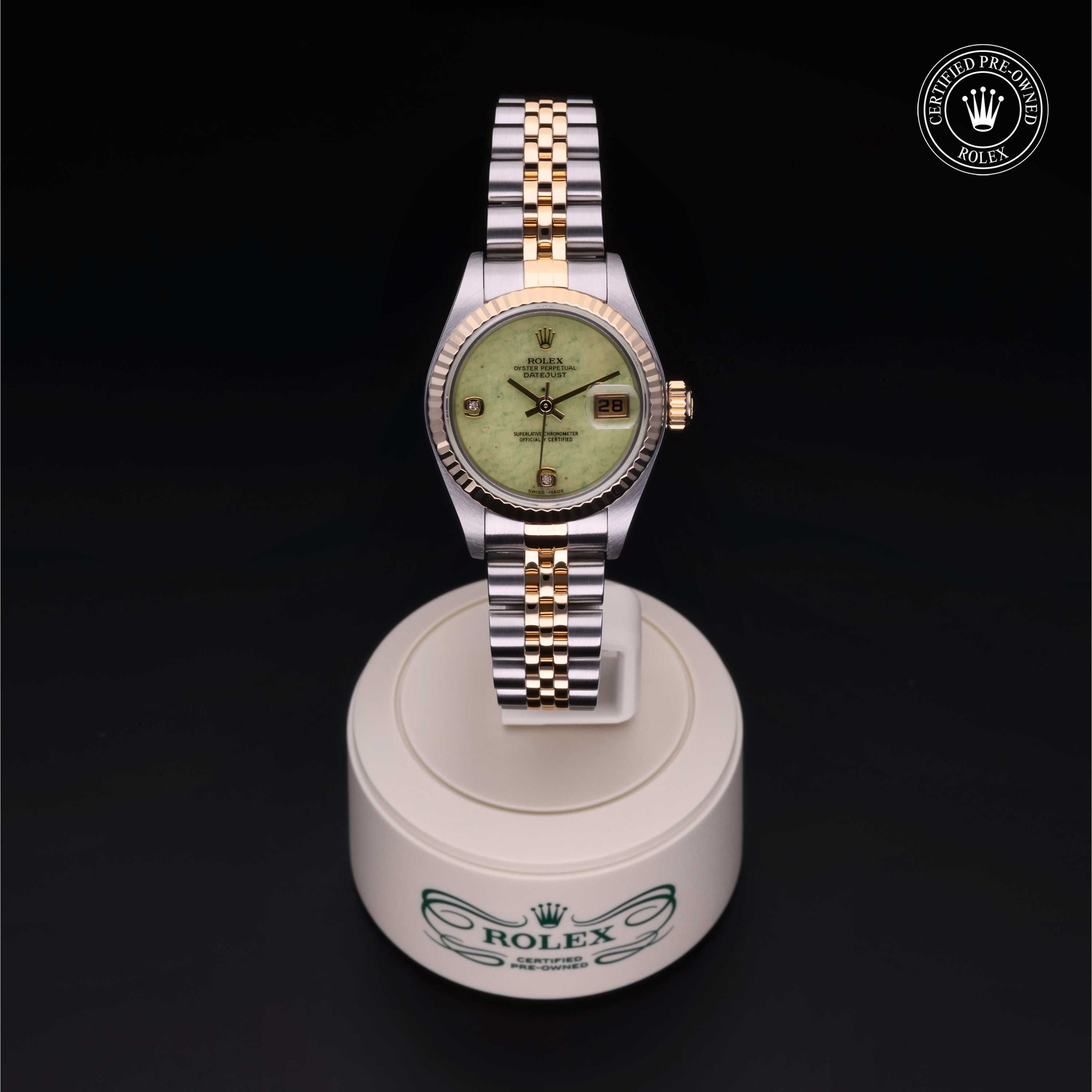 ロレックス認定中古時計 レディ デイトジャスト、26mm、イエロー